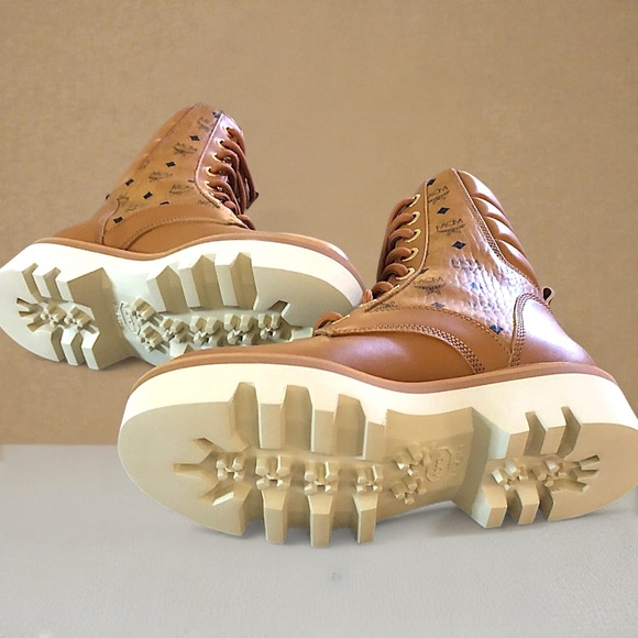 New MCM Women’s Motor Visetos Lace-Up Boots - Picture 14 of 16